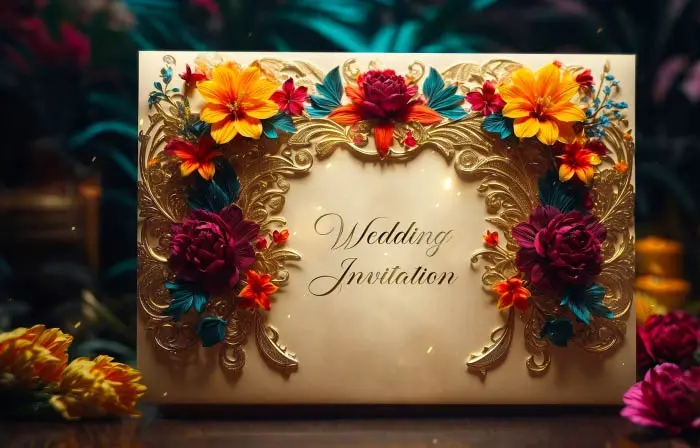 Beautiful Artistic 3D Floral Wedding Invitation Slideshow